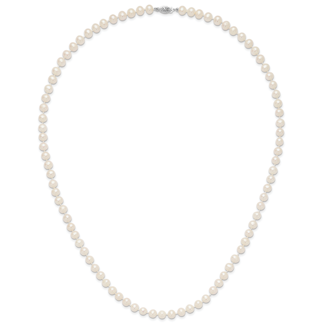14k WG 6-7mm White Freshwater Cultured Pearl 24in Necklace