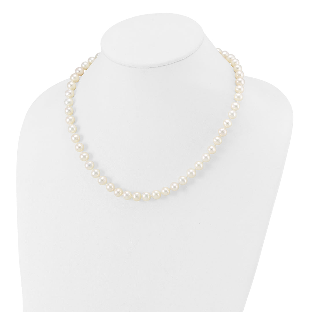 14k WG 7-8mm Near Rnd Wht Freshwater Cultured Pearl 18in Necklace