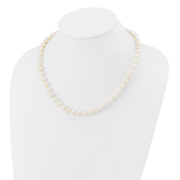 14k WG 7-8mm Near Rnd Wht Freshwater Cultured Pearl 18in Necklace