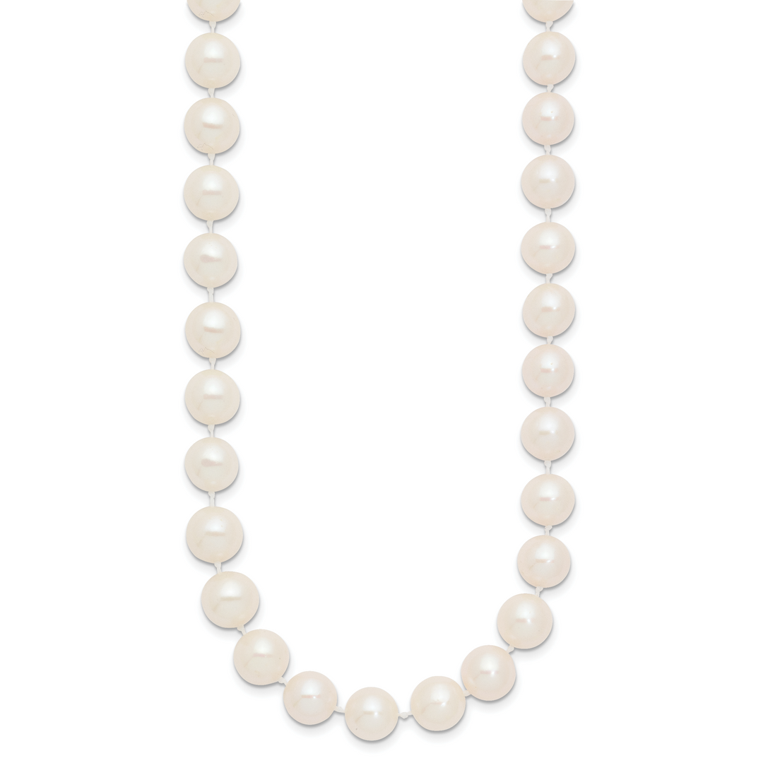 14k 9-10mm White Near Round Freshwater Cultured Pearl Necklace