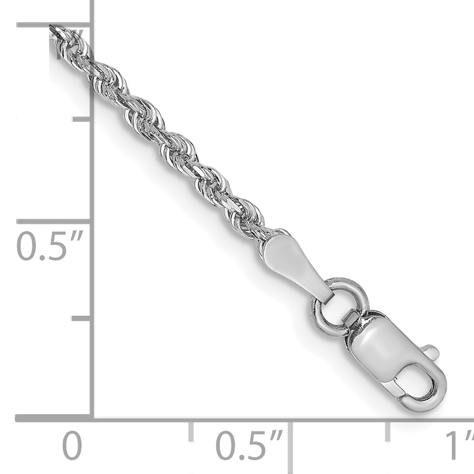 14k White Gold 2.00mm Diamond-cut Quadruple Rope Chain Anklet