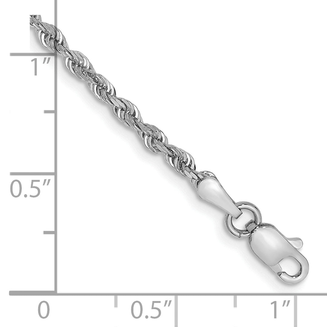 14k White Gold 2.25mm Diamond-cut Quadruple Rope Chain Anklet