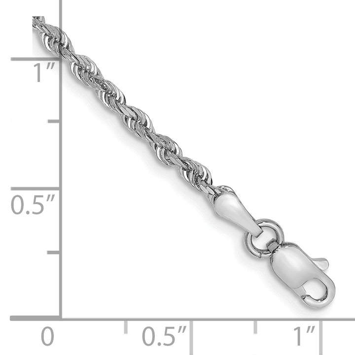 14k White Gold 2.25mm Diamond-cut Quadruple Rope Chain Anklet