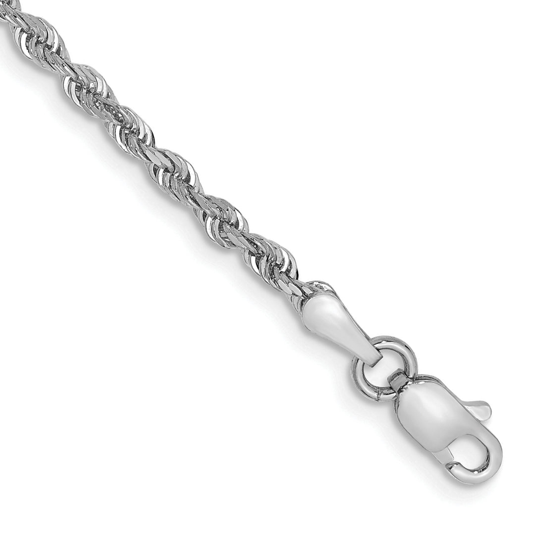 14k White Gold 2.25mm Diamond-cut Quadruple Rope Chain Anklet