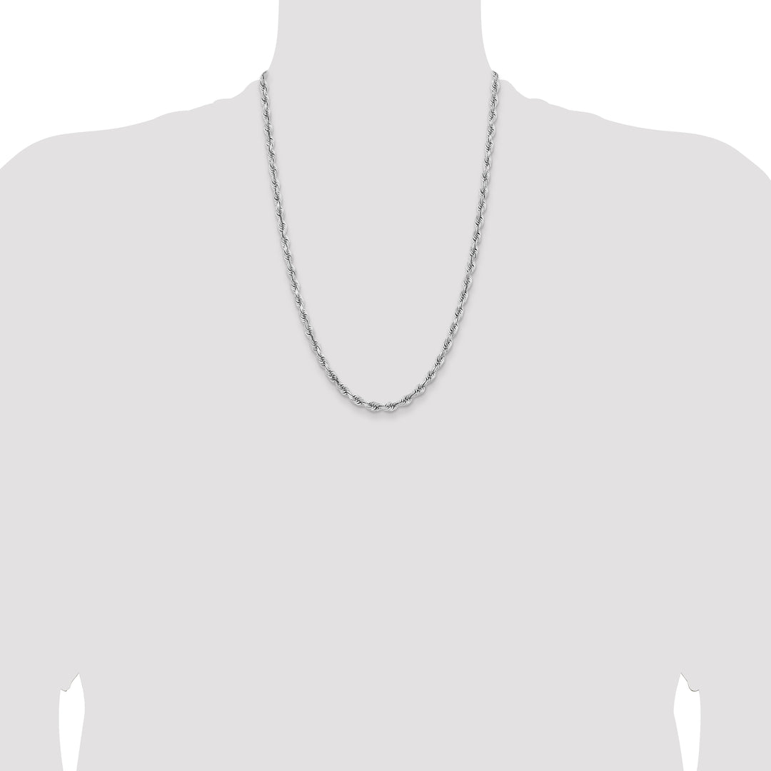 14k White Gold 5.0mm D/C Quadruple Rope Chain