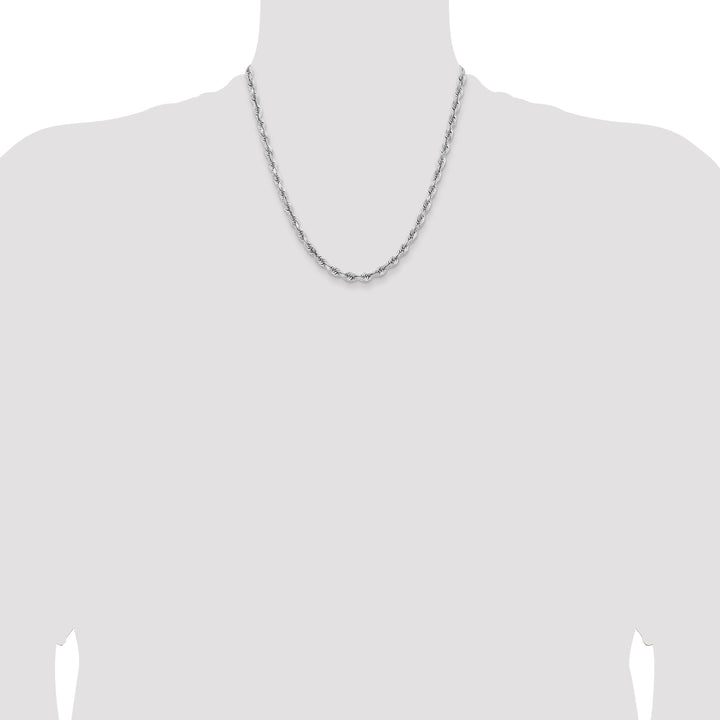 14k White Gold 5.0mm D/C Quadruple Rope Chain