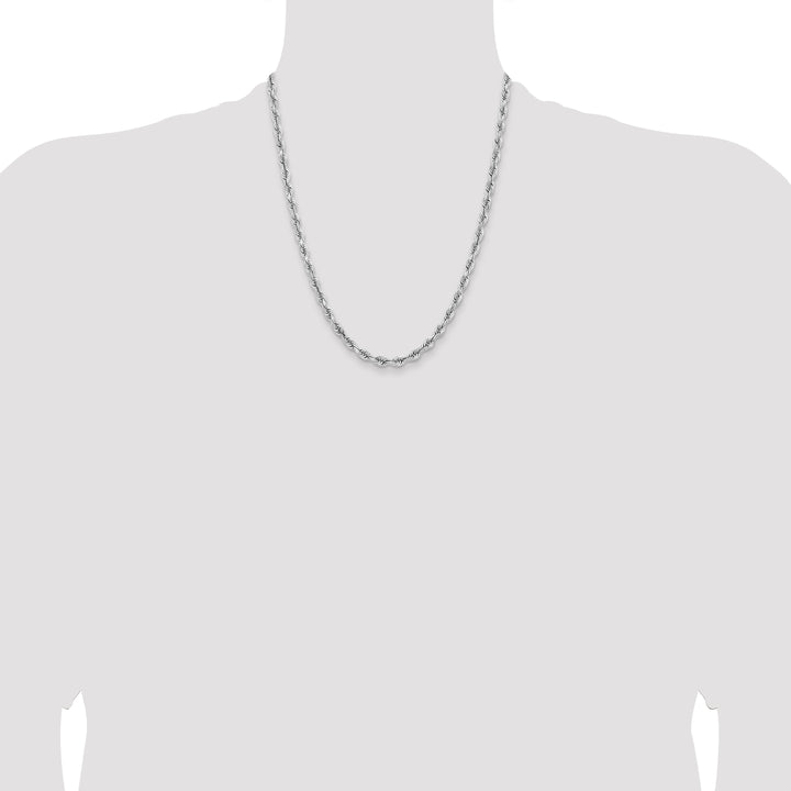 14k White Gold 5.0mm D/C Quadruple Rope Chain