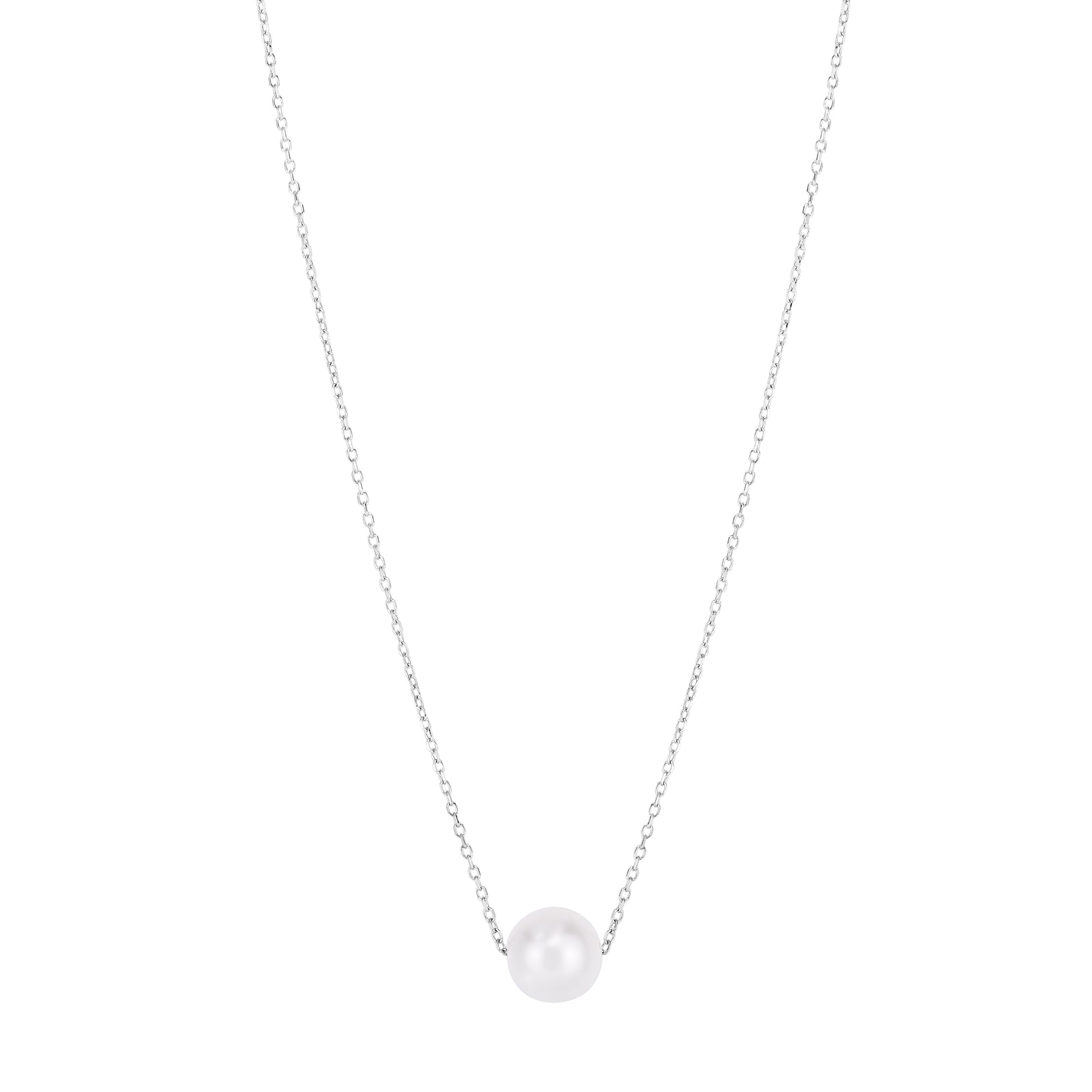 14K Pearl Necklace Solitaire
