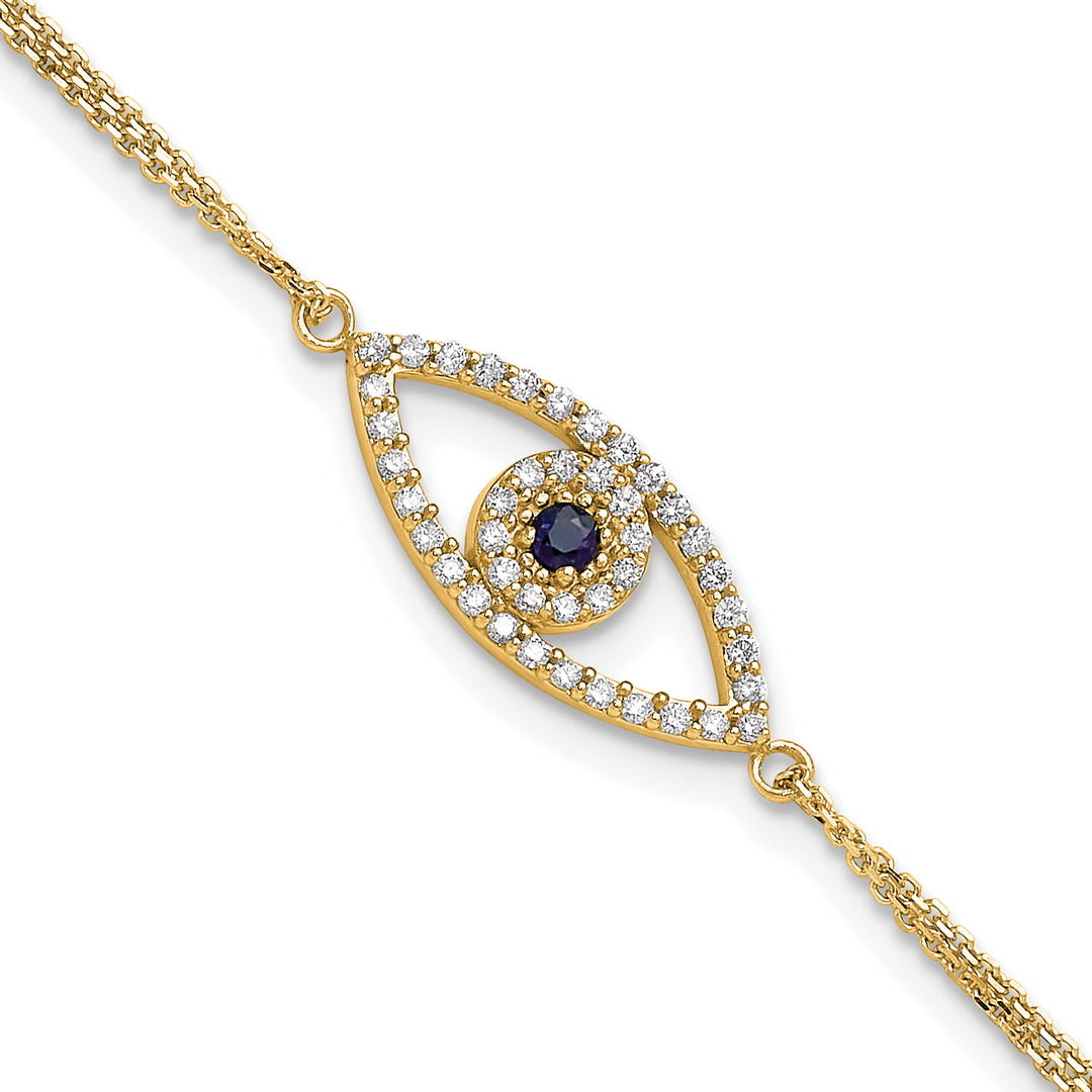 14k  A Diamond/Sapphire Evil Eye w/ 1in Ext.Bracelet