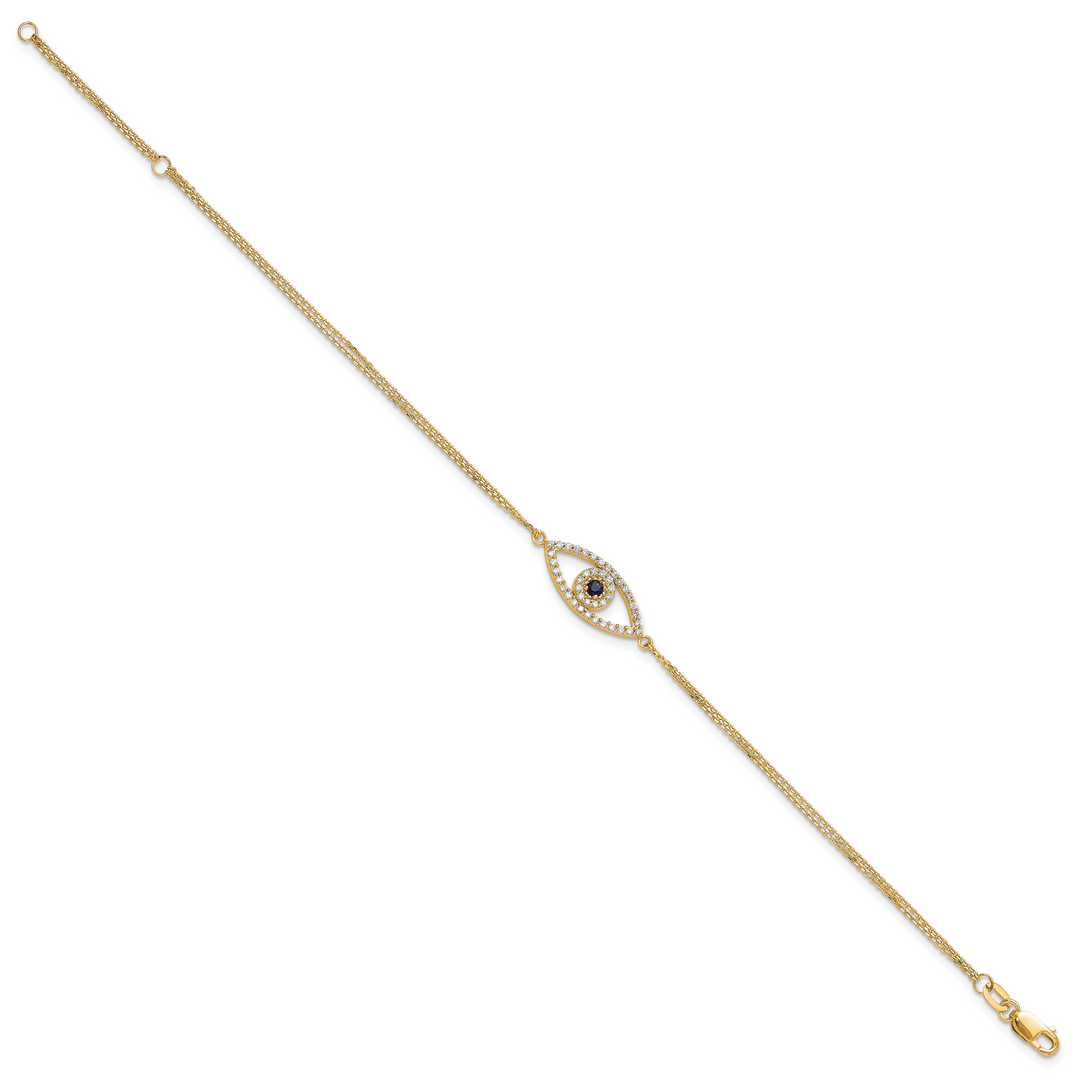 14k  A Diamond/Sapphire Evil Eye w/ 1in Ext.Bracelet