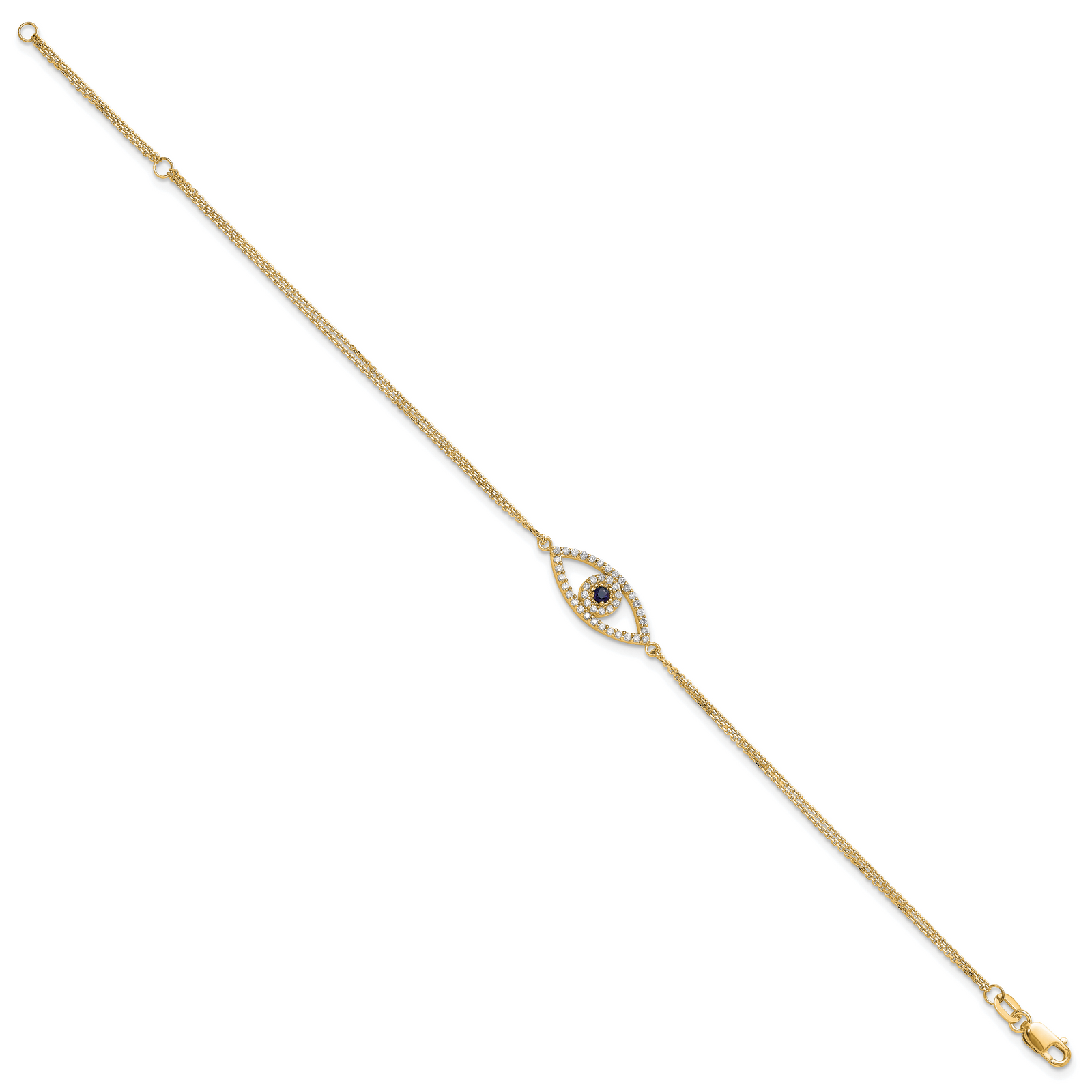 14k  A Diamond/Sapphire Evil Eye w/ 1in Ext.Bracelet
