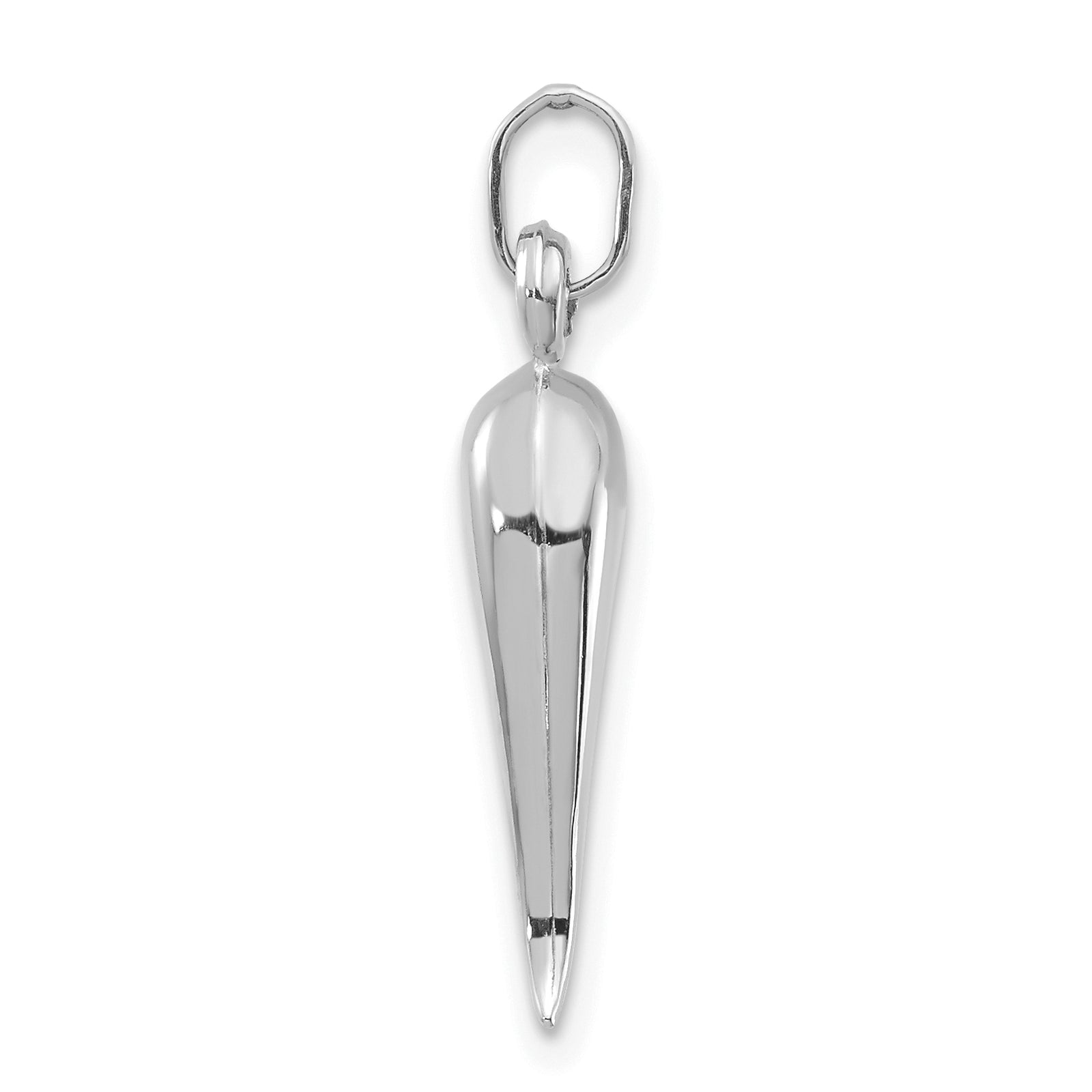 14k White Gold 3D Italian Horn Charm
