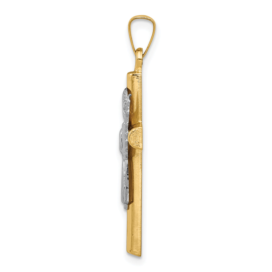 14K Two-Tone Angel and Cross Pendant