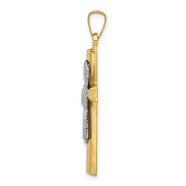14K Two-Tone Angel and Cross Pendant