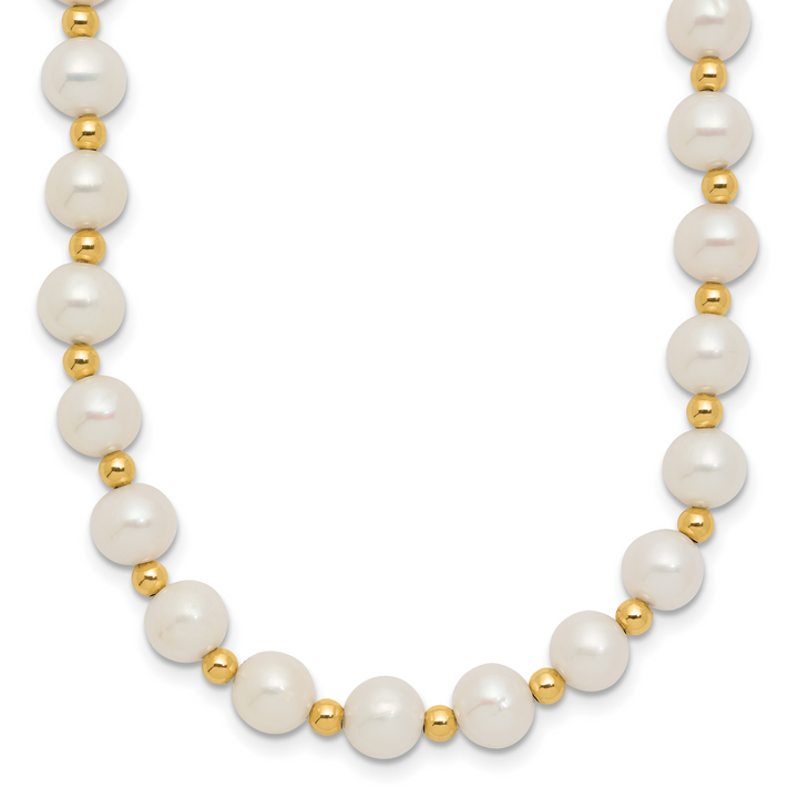14K 6-7mm White Near Round FW Cultured Pearl Bead Necklace