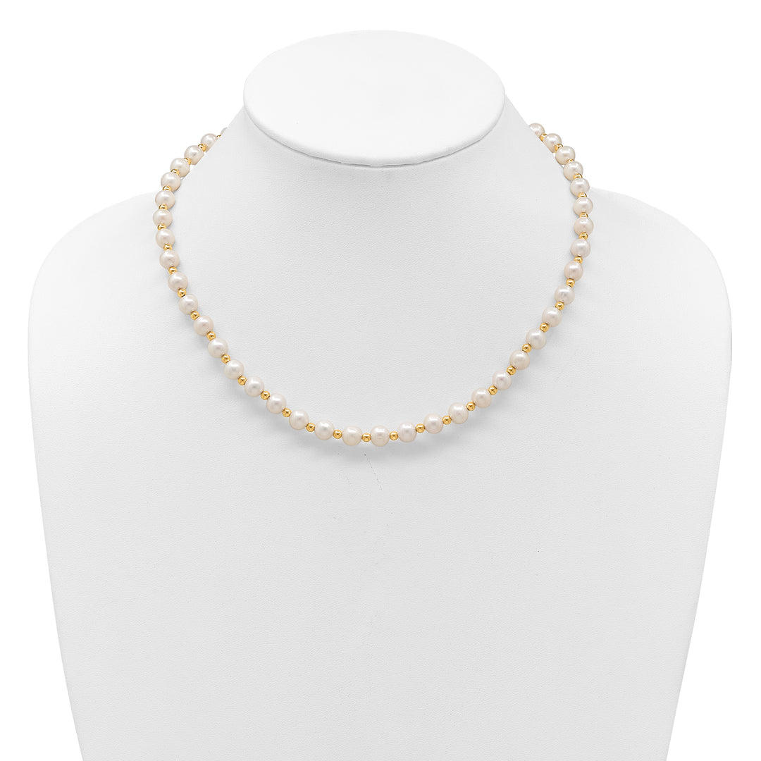 14K 6-7mm White Near Round FW Cultured Pearl Bead Necklace