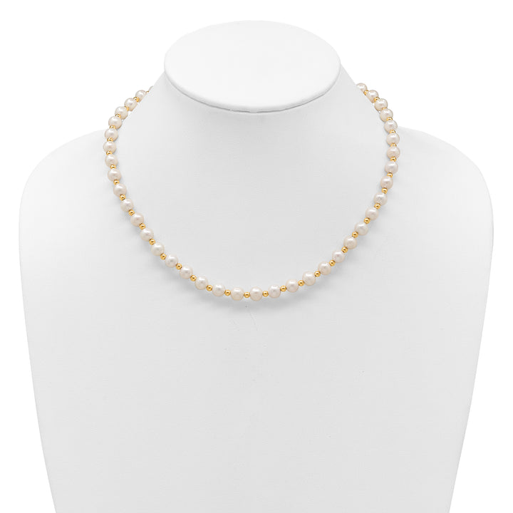 14K 6-7mm White Near Round FW Cultured Pearl Bead Necklace