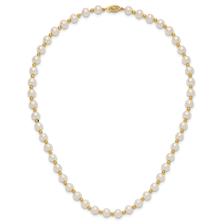 14K 6-7mm White Near Round FW Cultured Pearl Bead Necklace