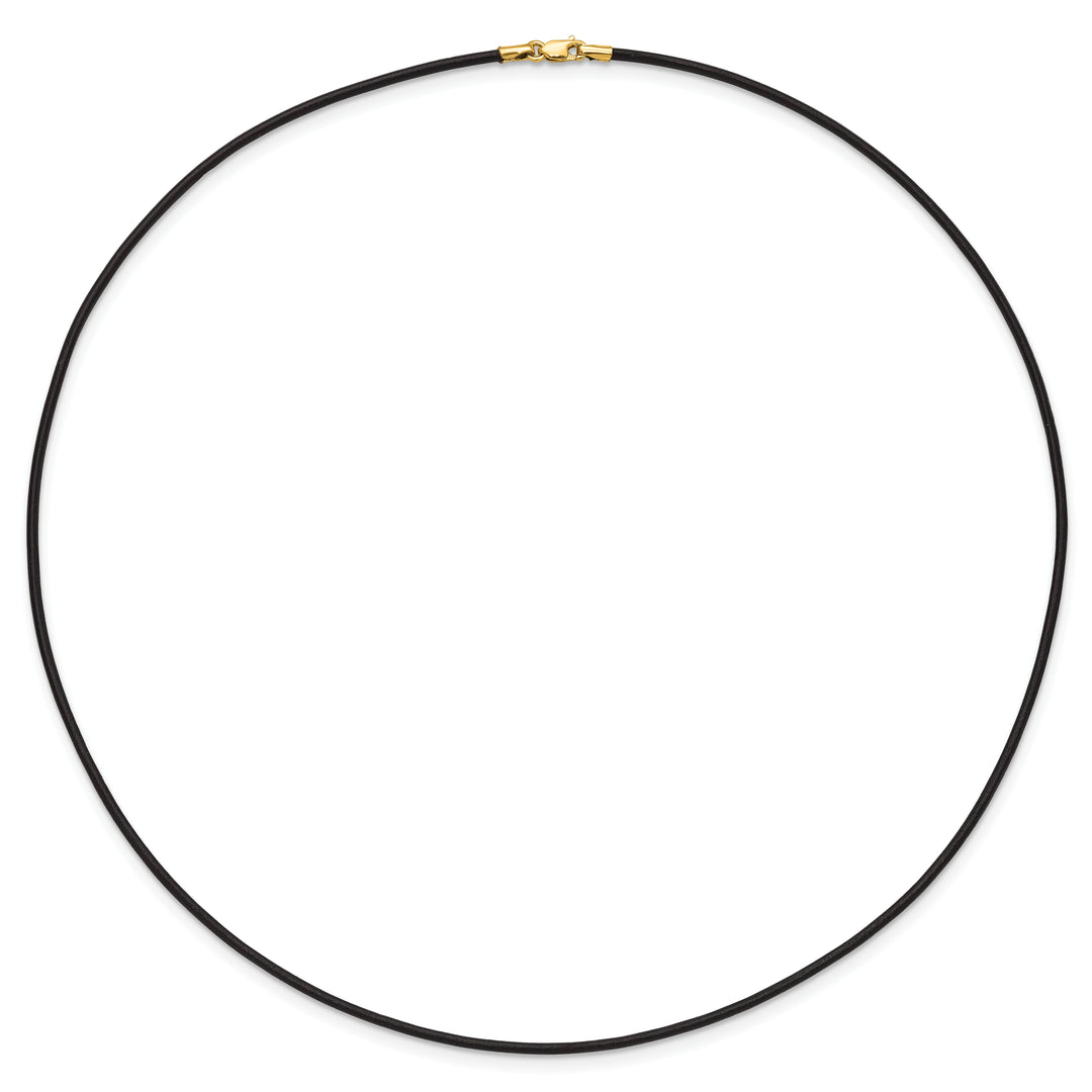 14k 1.5mm 20in Black Leather Cord Necklace