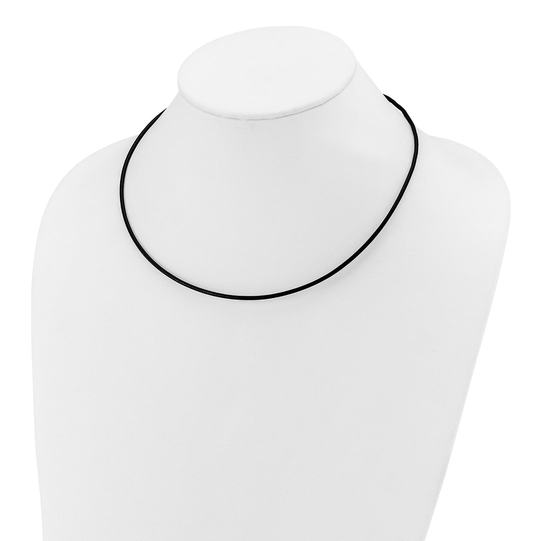 14k 2mm 18in Black Leather Cord Necklace