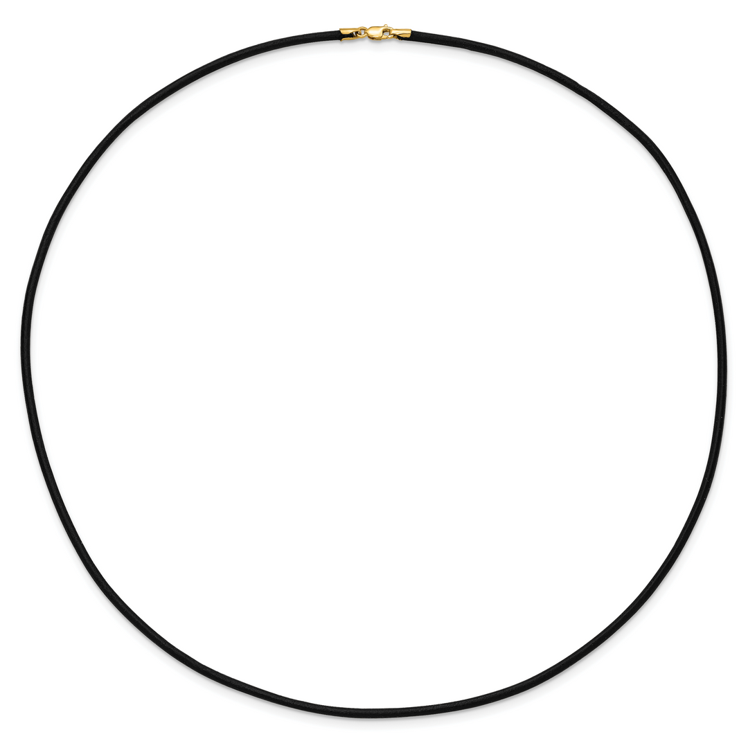 14k Yellow Clasp 2mm 20 inch Black Leather Cord Necklace