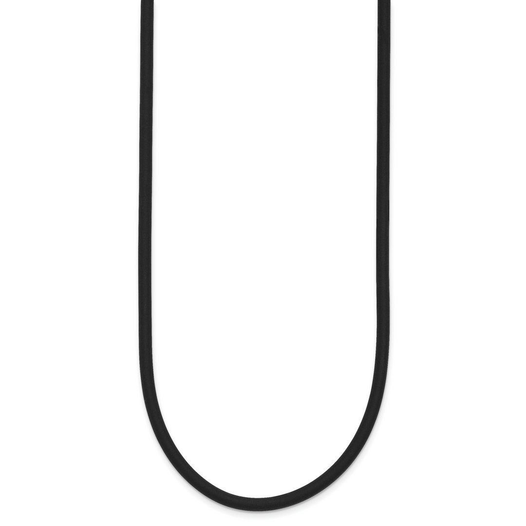 14k Yellow Clasp 3mm 18 inch Black Rubber Cord Necklace