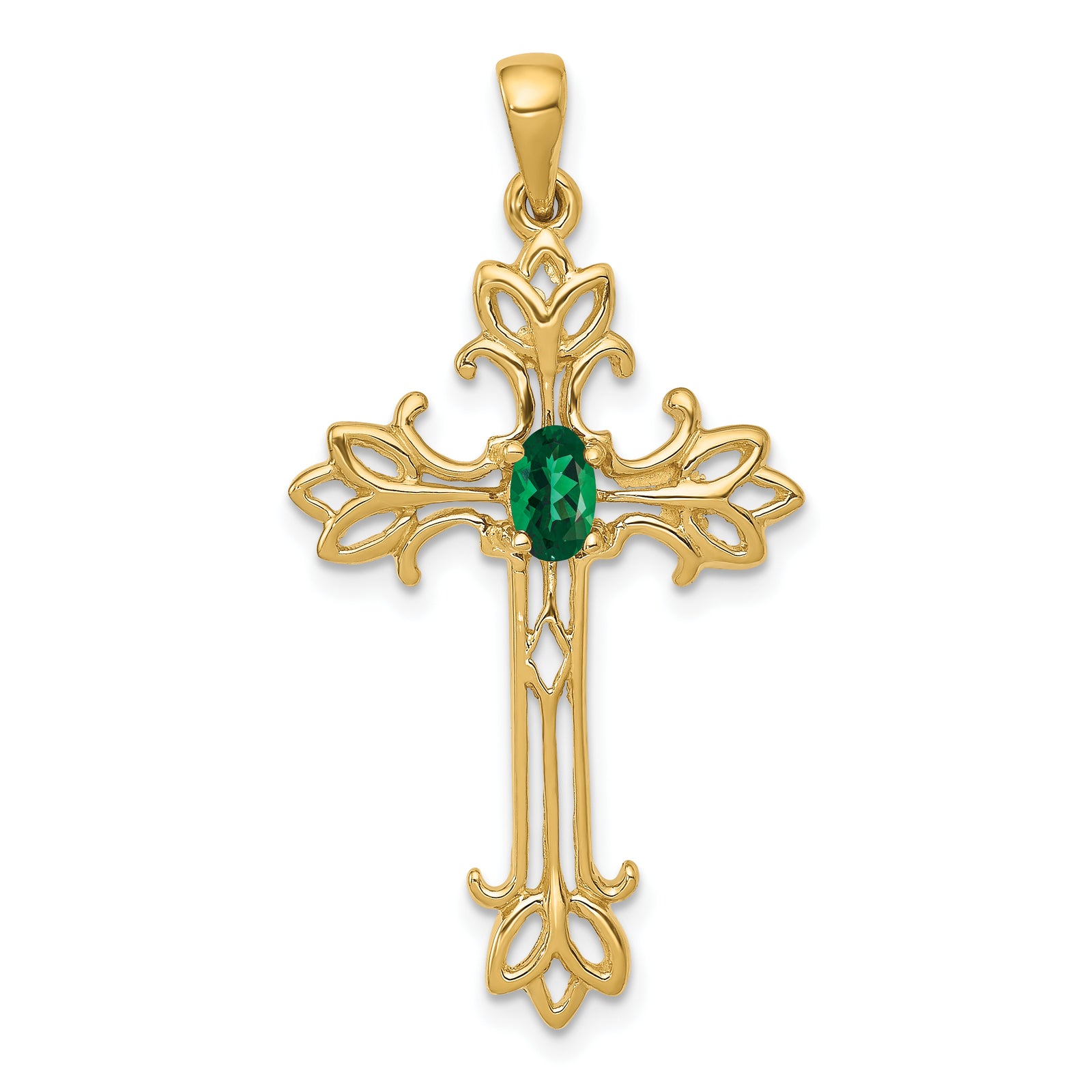 14k 5x3mm Oval Mount St. Helens cross pendant