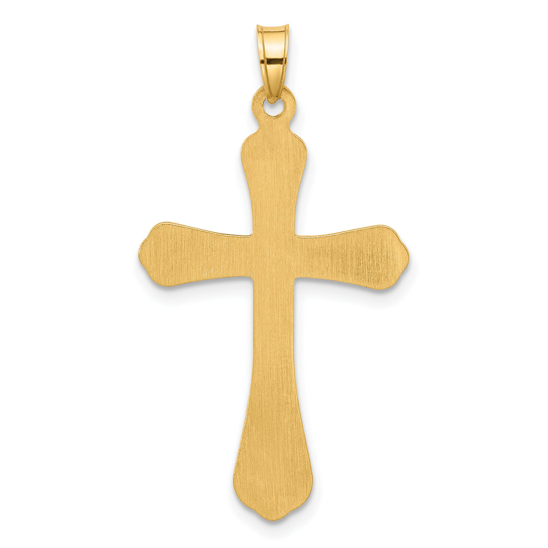 14k Polished and Grooved Hollow Diamond Cross Pendant