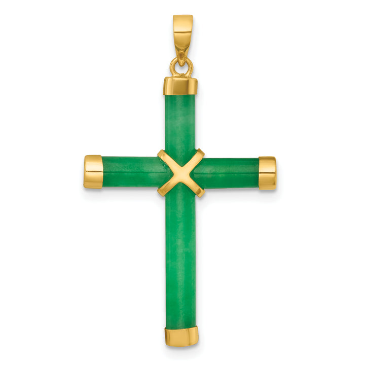 14K Polished Jade X Cross Pendant