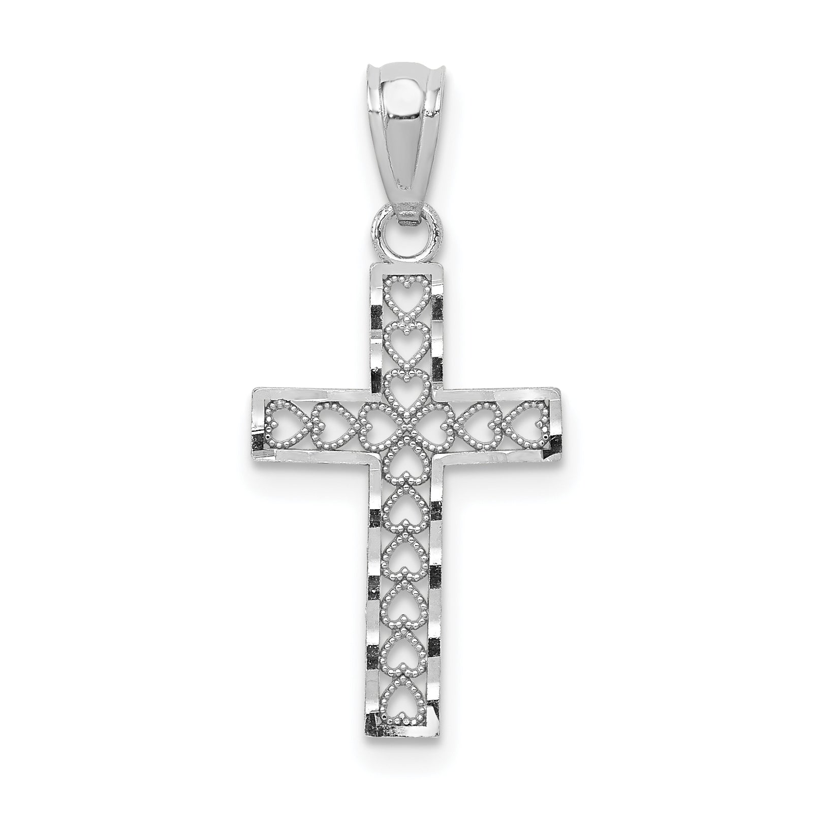 14k White Gold Cross Pendant