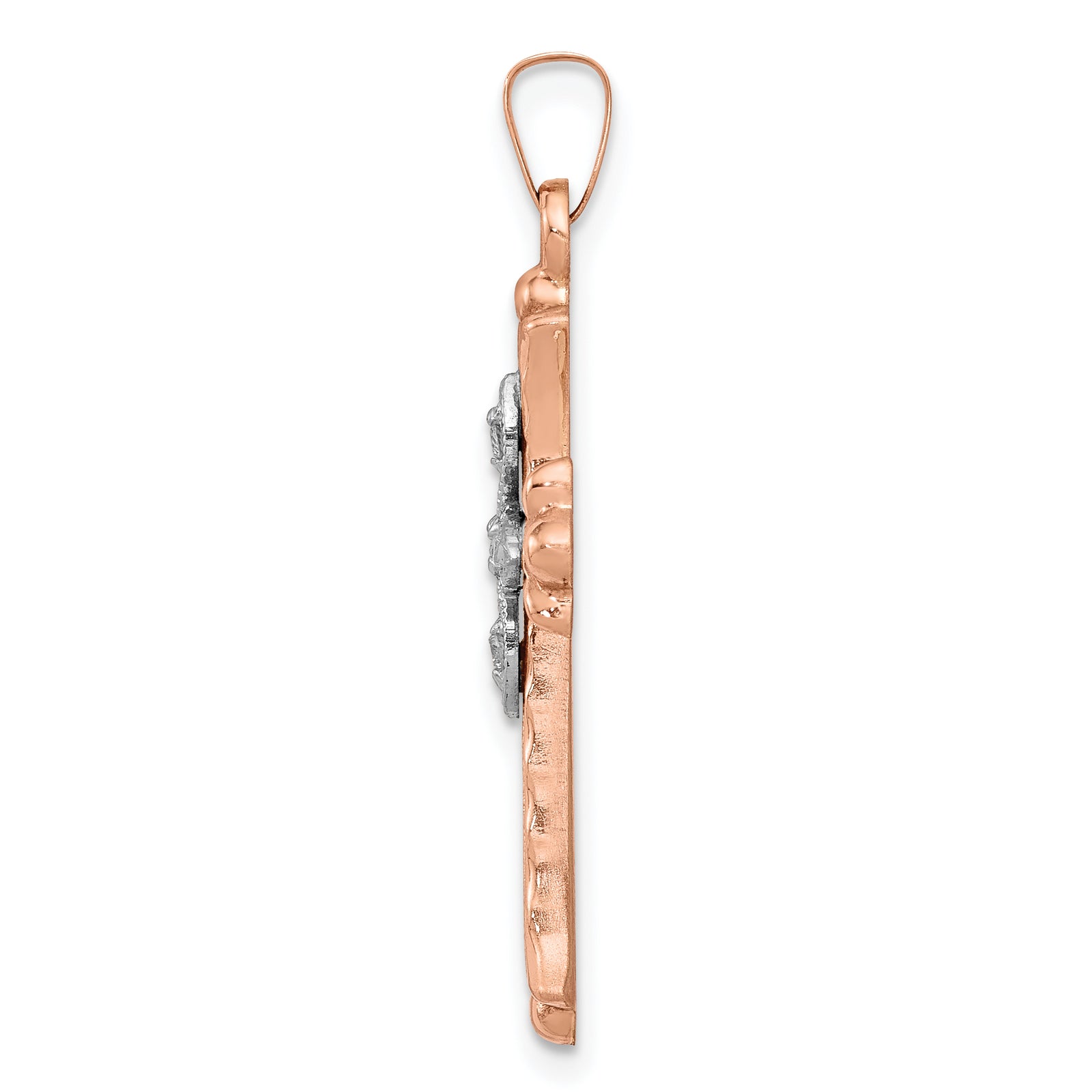 14k Two-tone Diamond Cross Pendant