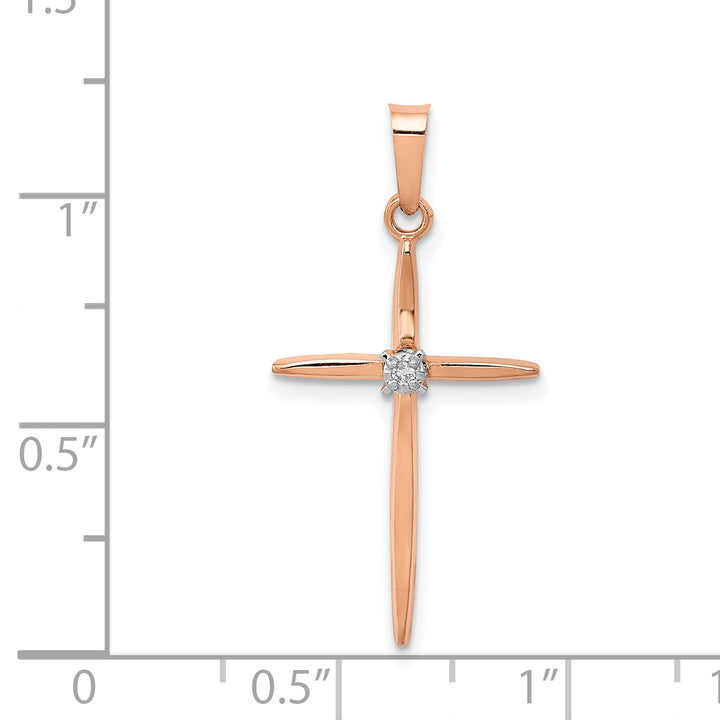 14k Rose Gold Diamond Cross Pendant
