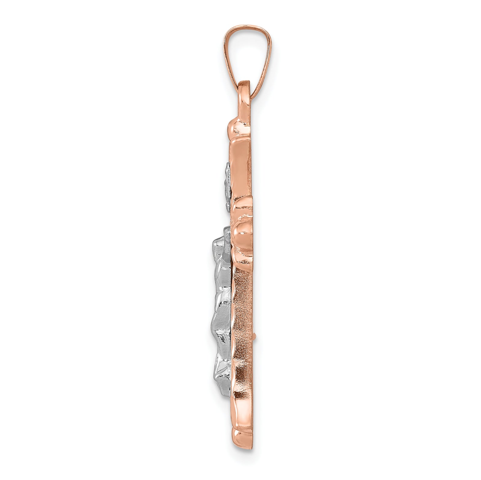 14k Two-tone Hollow Crucifix Pendant