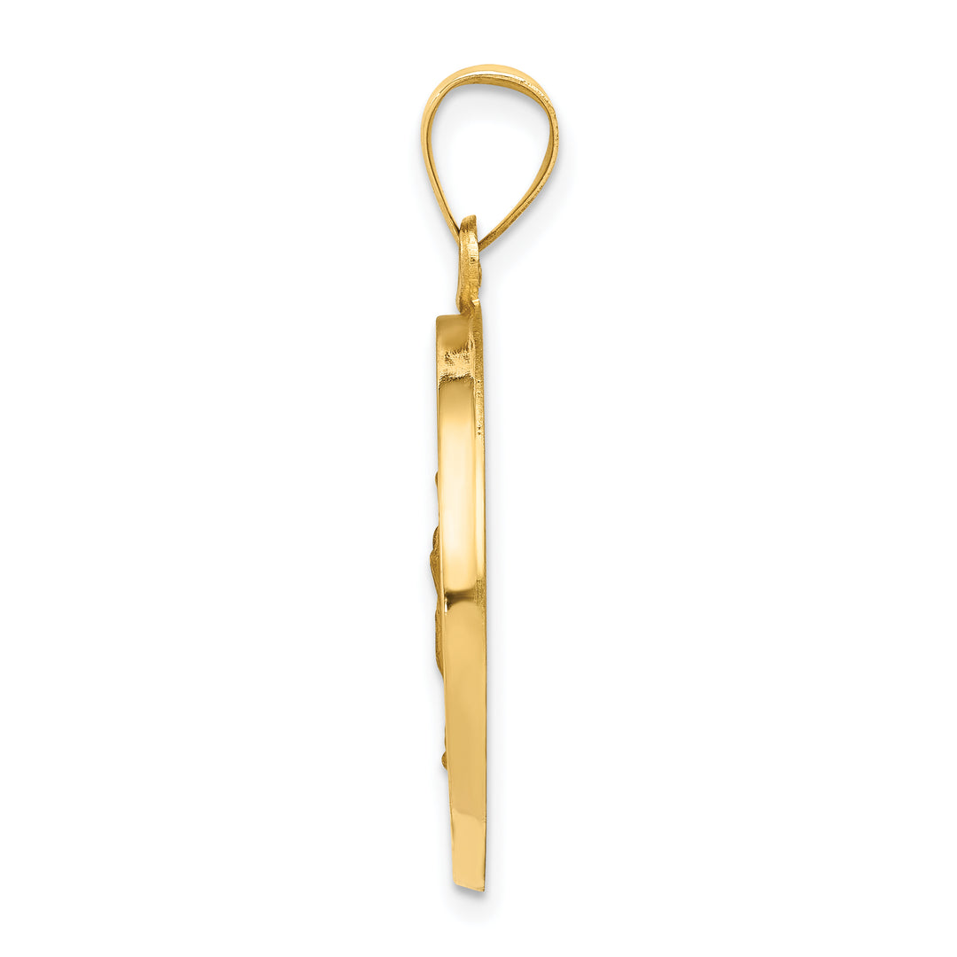 14k Polished/Satin Our Lady of Guadalupe Medal Hollow Pendant