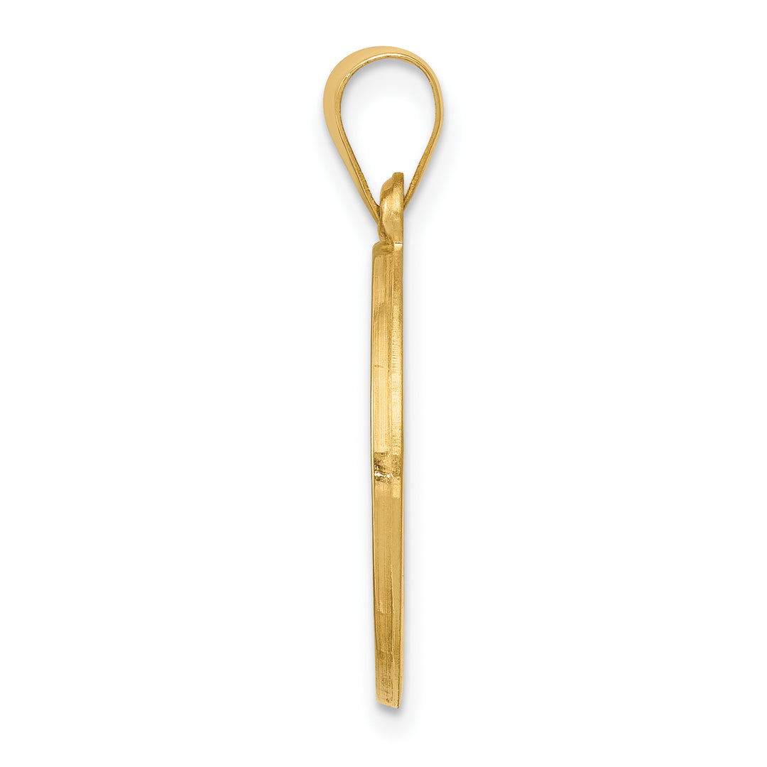 14k Polished and Satin Our Lady of Lourdes Medal Hollow Pendant