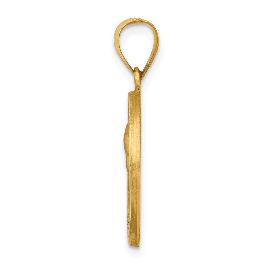 14k Polished and Satin Our Lady of Sorrows Medal Hollow Pendant