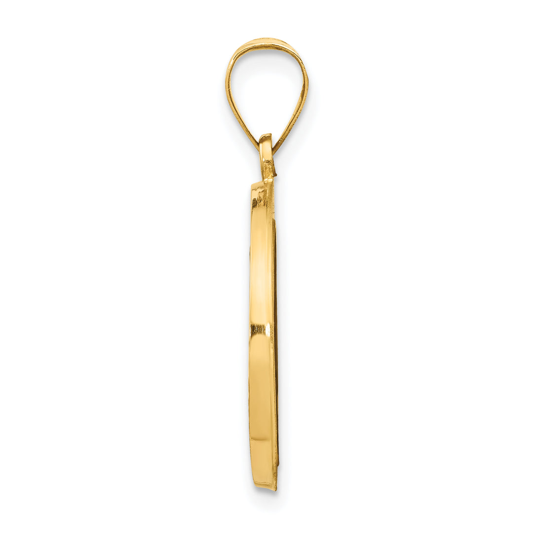 14k Polished and Satin Miraculous Medal Hollow Pendant
