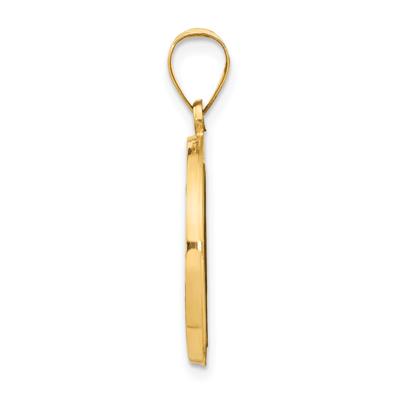 14k Polished and Satin Miraculous Medal Hollow Pendant