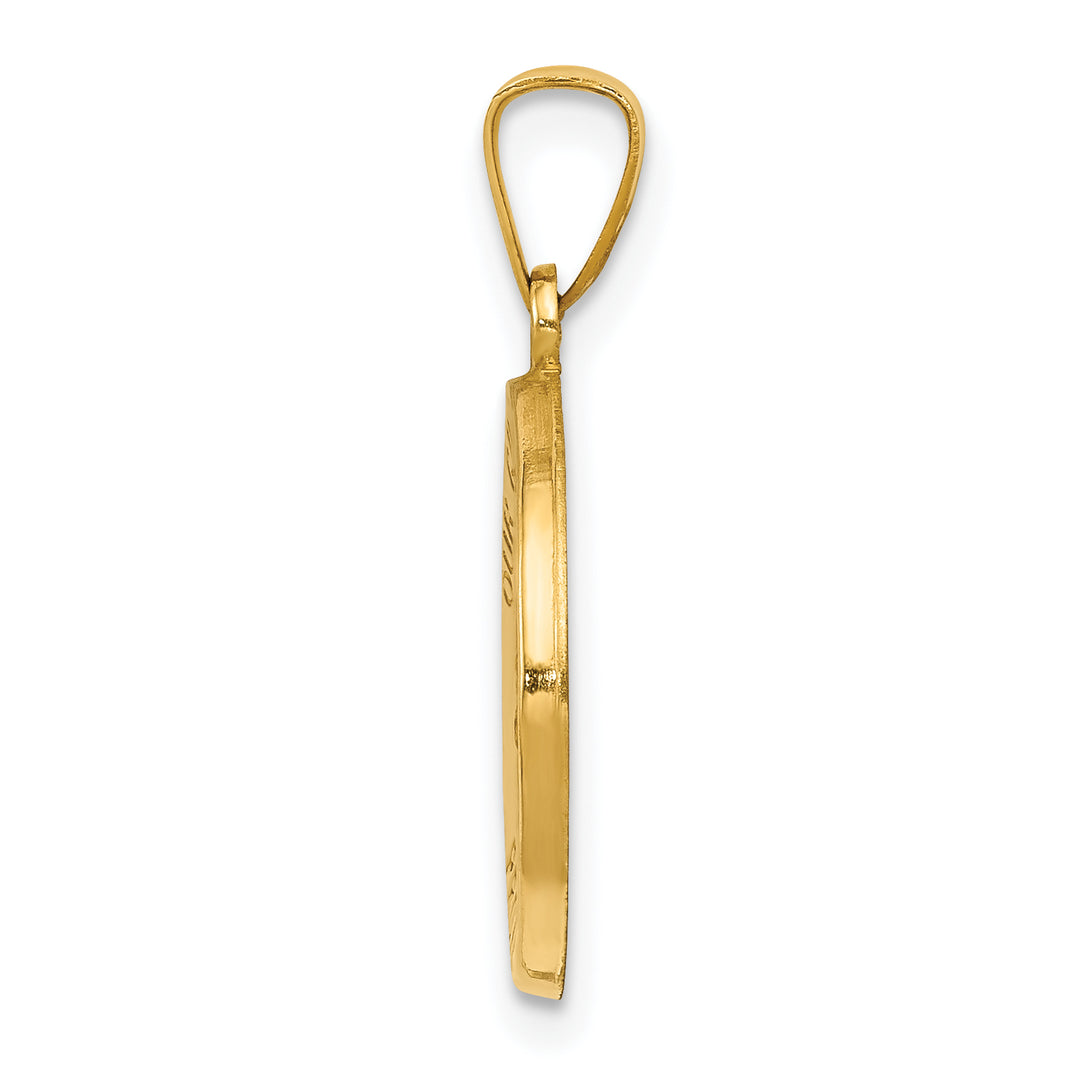 14k Polished and Satin Our Guardian Angel Medal Hollow Pendant