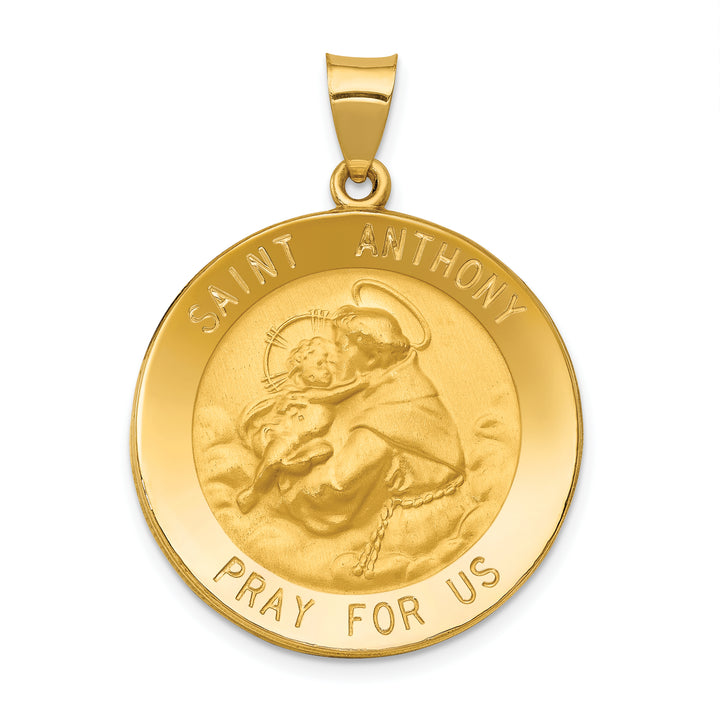 14k Polished and Satin St. Anthony Medal Hollow Pendant