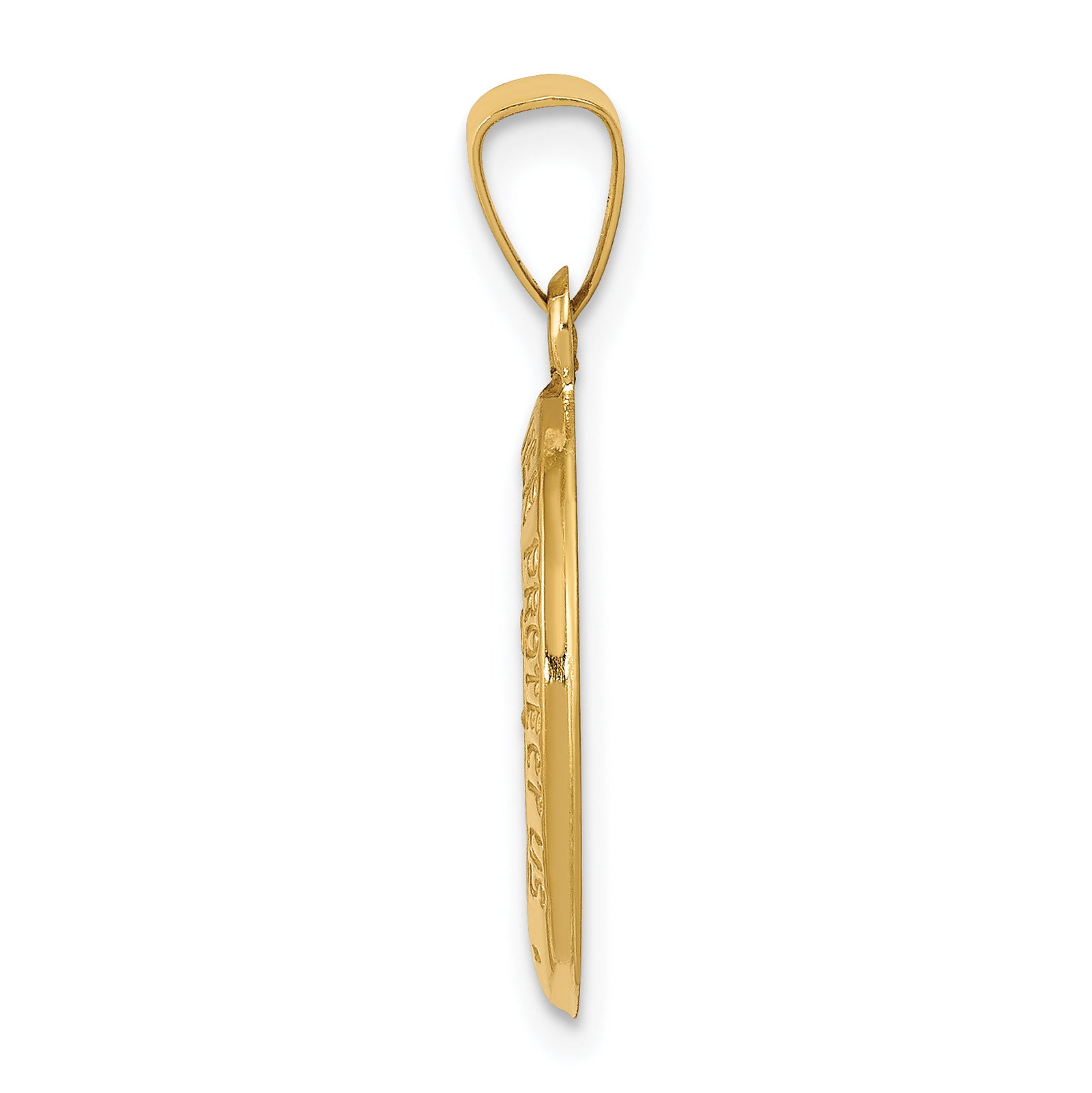 14k Polished and Satin St. Christopher Medal Hollow Pendant