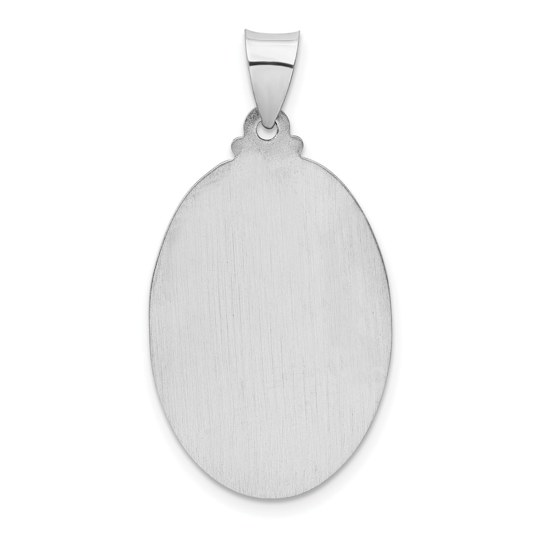 14k White Gold Polished/Satin St Christopher Medal Hollow Pendant