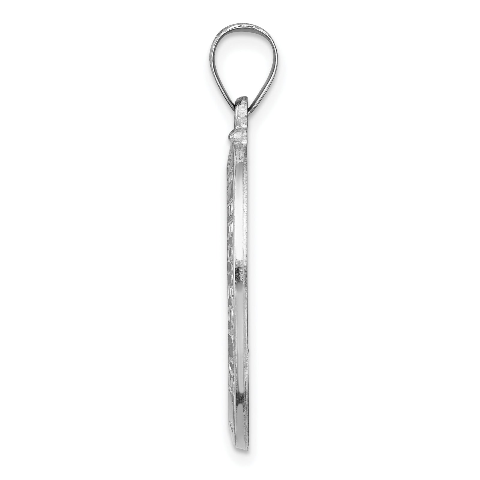 14k White Gold Polished/Satin St Christopher Medal Hollow Pendant