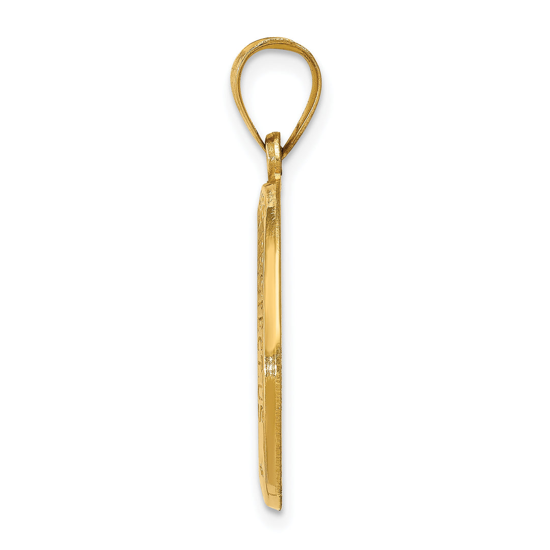 14k Polished and Satin St Christopher Medal Hollow Pendant