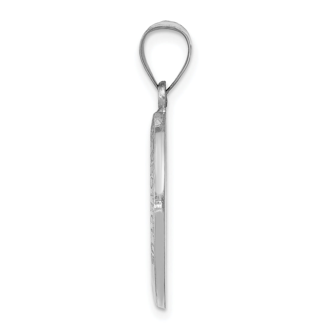 14k White Gold Polished/Satin St Christopher Medal Hollow Pendant