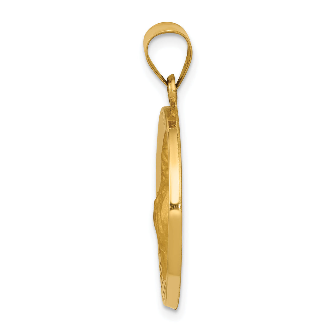 14k Polished and Satin St Francis of Assisi Medal Hollow Pendant