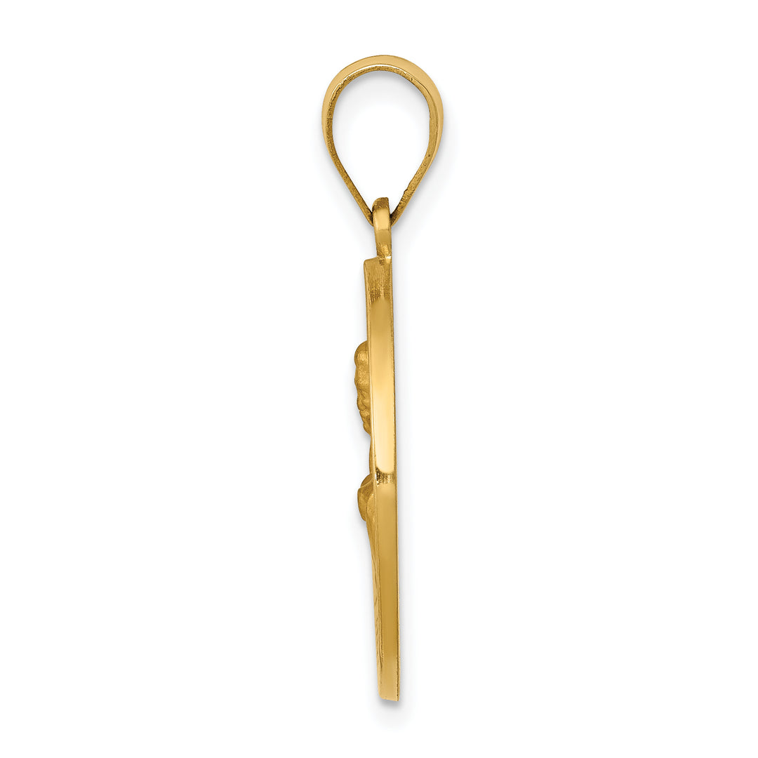 14k Polished and Satin St John Medal Hollow Pendant