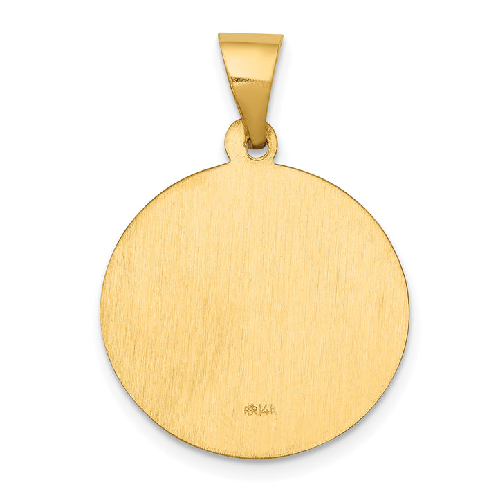 14k Polished and Satin St John Baptist Medal Hollow Pendant