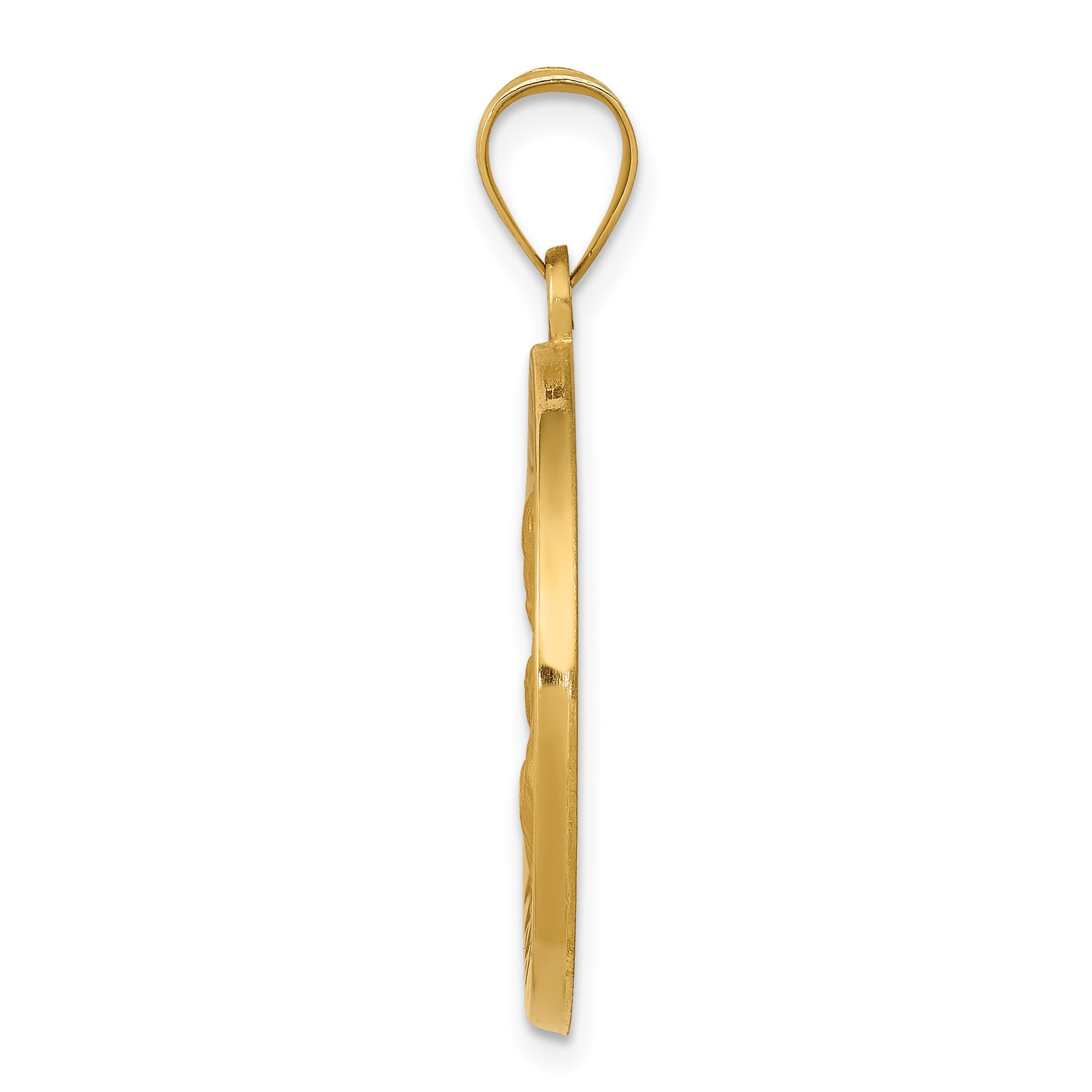 14k Polished and Satin St Joseph Medal Hollow Pendant