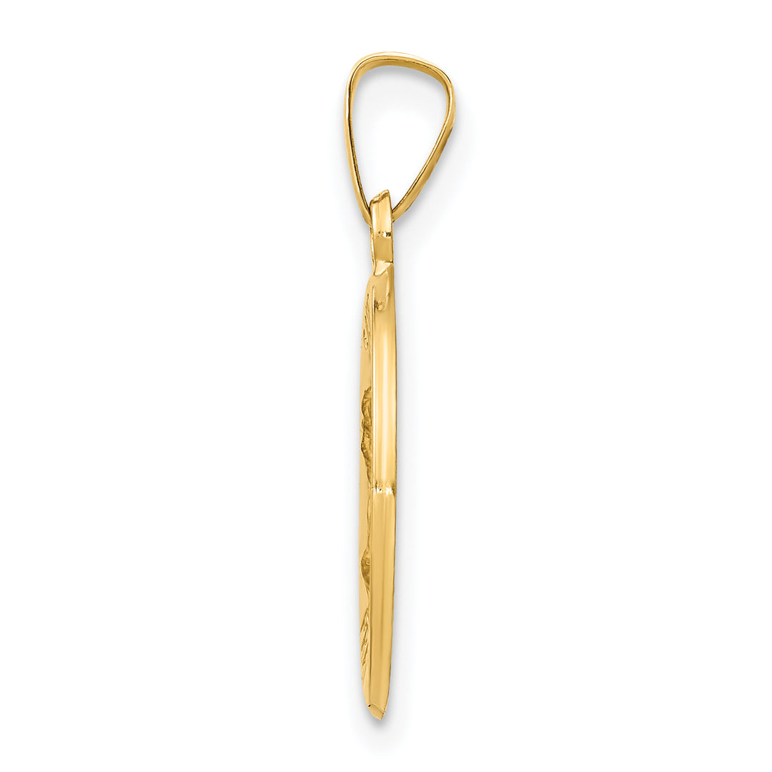 14k Polished and Satin St Mark Medal Hollow Pendant